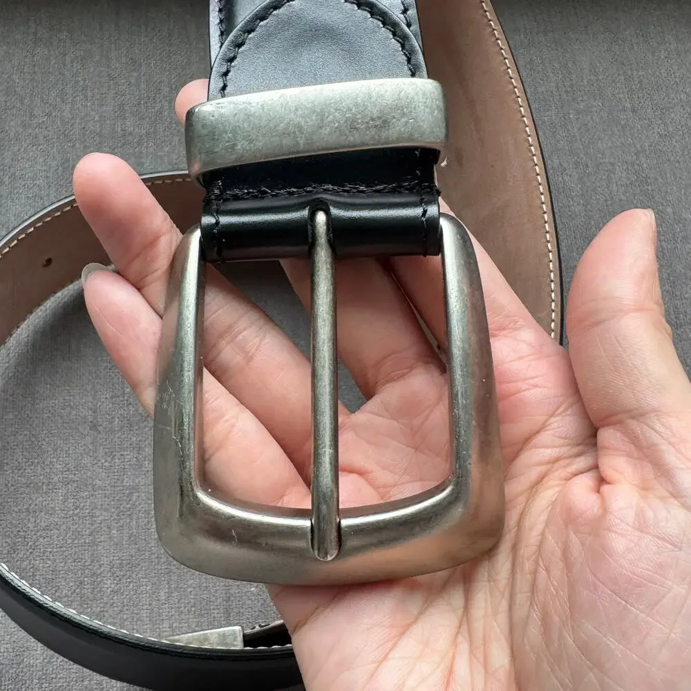 Khaite The Bruno Belt in Black Leather with Antique Silver One Size